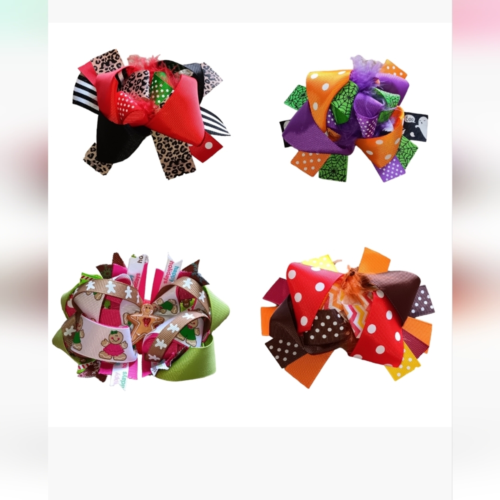 - PRETTY GIRL (4) HOLIDAY HAIR BOWS